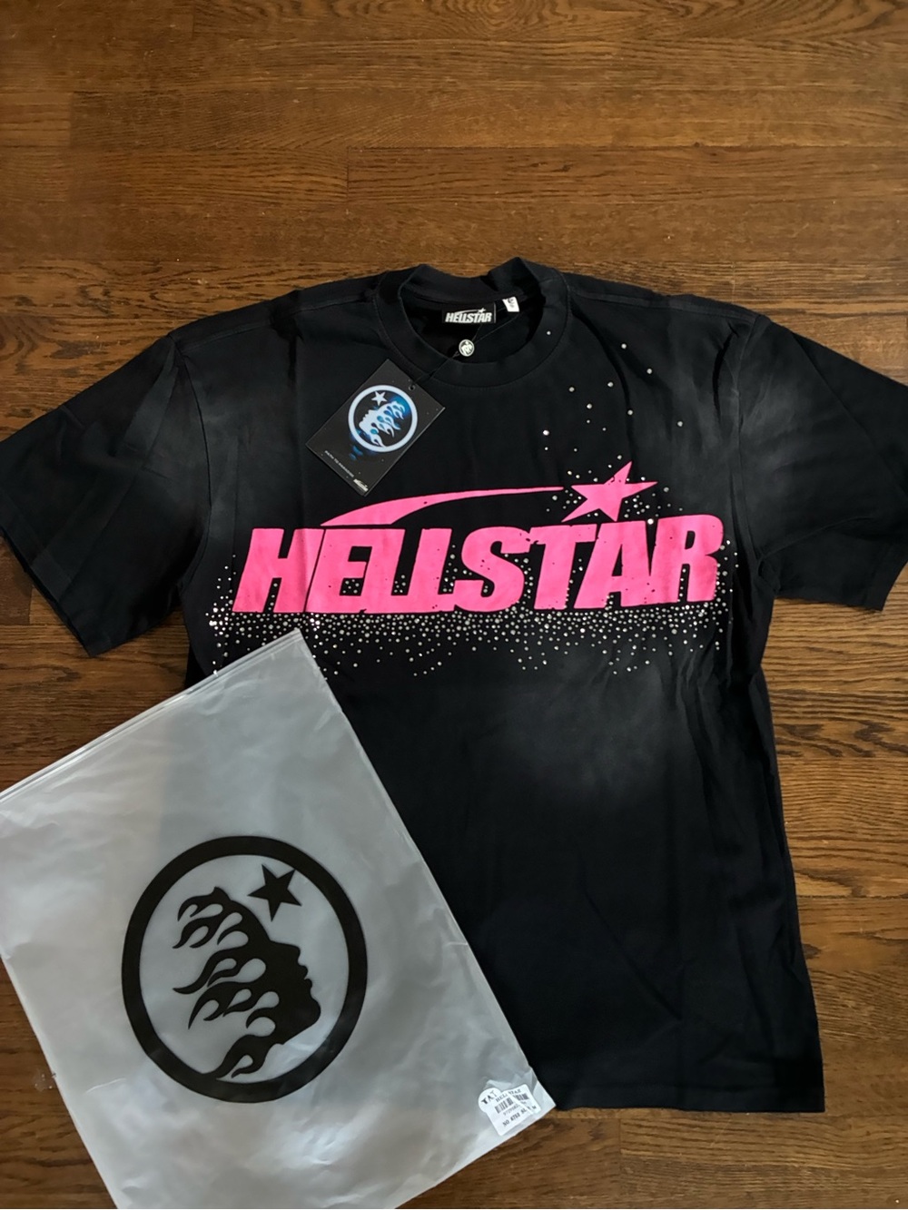 Hellstar Men's Black Short Sleeve Tee with Pink Logo